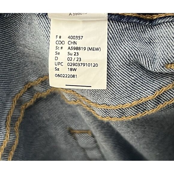 LOGO Lori Goldstein Wide Leg Crop Jeans Womens Size 18W Blue White Side Stripe - Picture 5 of 9